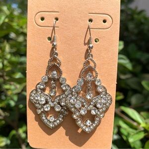 New Sparkle Clear Rhinestone Chandelier Dangle Earrings